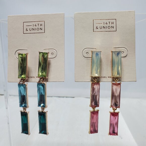 2 Pairs Nordstrom Multi-Stone Drop Earrings - Picture 1 of 6